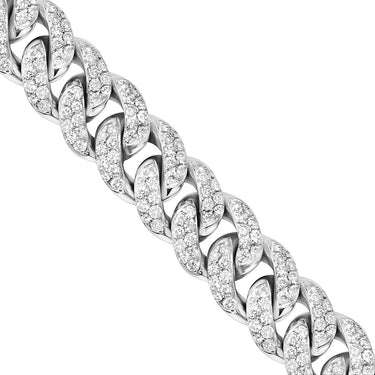Diamond Paveset Cuban in 14k White Gold 12.32 Ctw